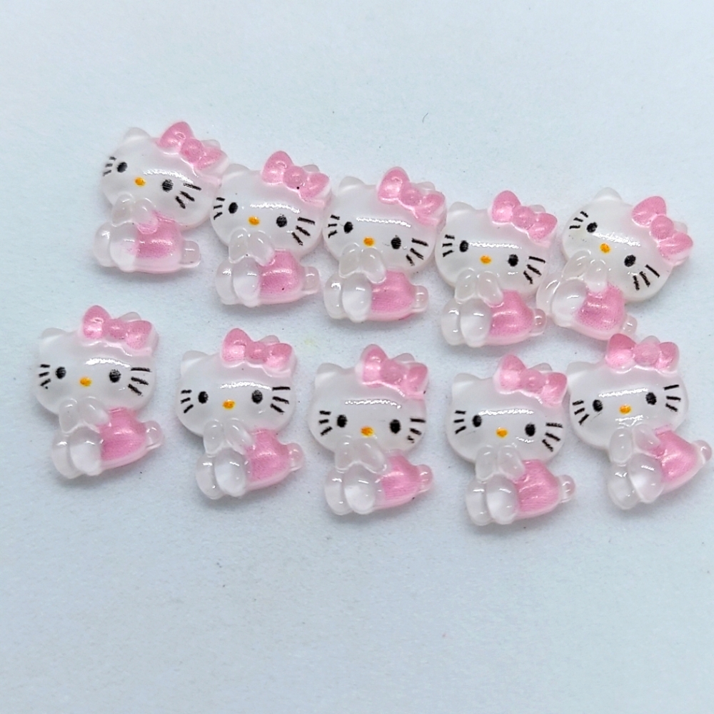 10 Mini Light Pink Hello Kitty Nail Charm